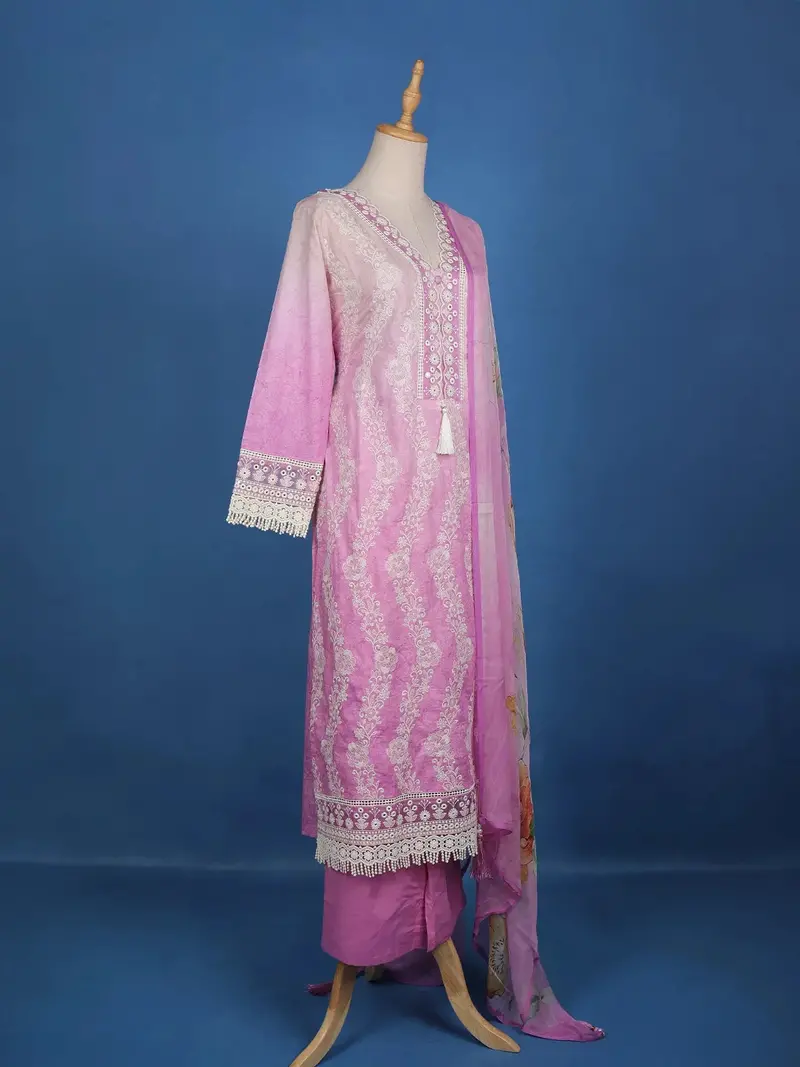 Pink Floral Designed Cotton Salwar Suit 4