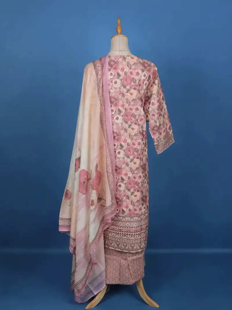 Pink Floral Designed Cotton Salwar Suit 5