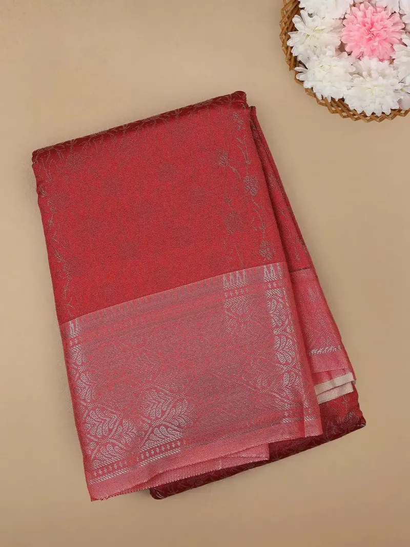 Pink Floral Designed Fancy Art Silk Saree 1