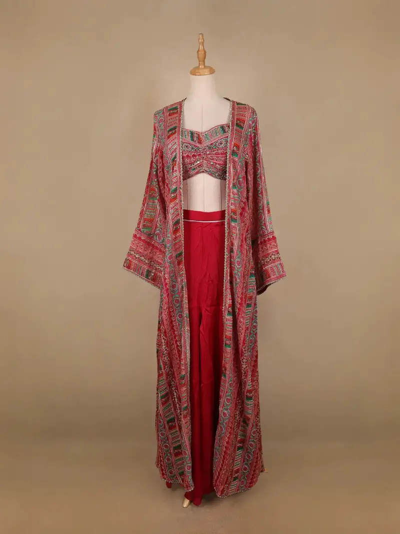 Pink Floral Designed Georgette Palazzo Salwar Suit 1