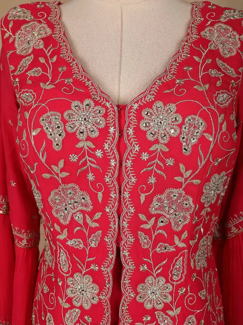 Pink Floral Designed Georgette Palazzo Salwar Suit 2