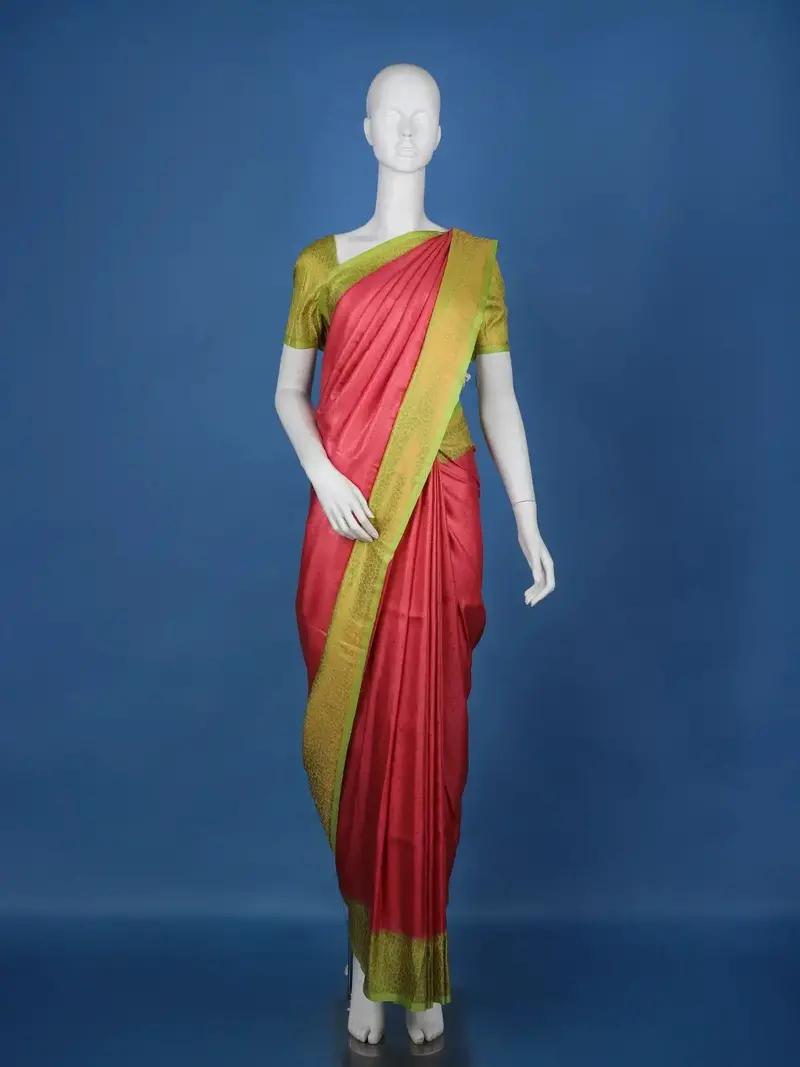 Pink Floral Designed Semi Silk Saree 1