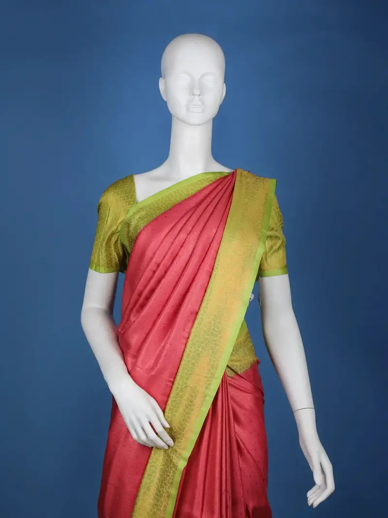 Pink Floral Designed Semi Silk Saree 2