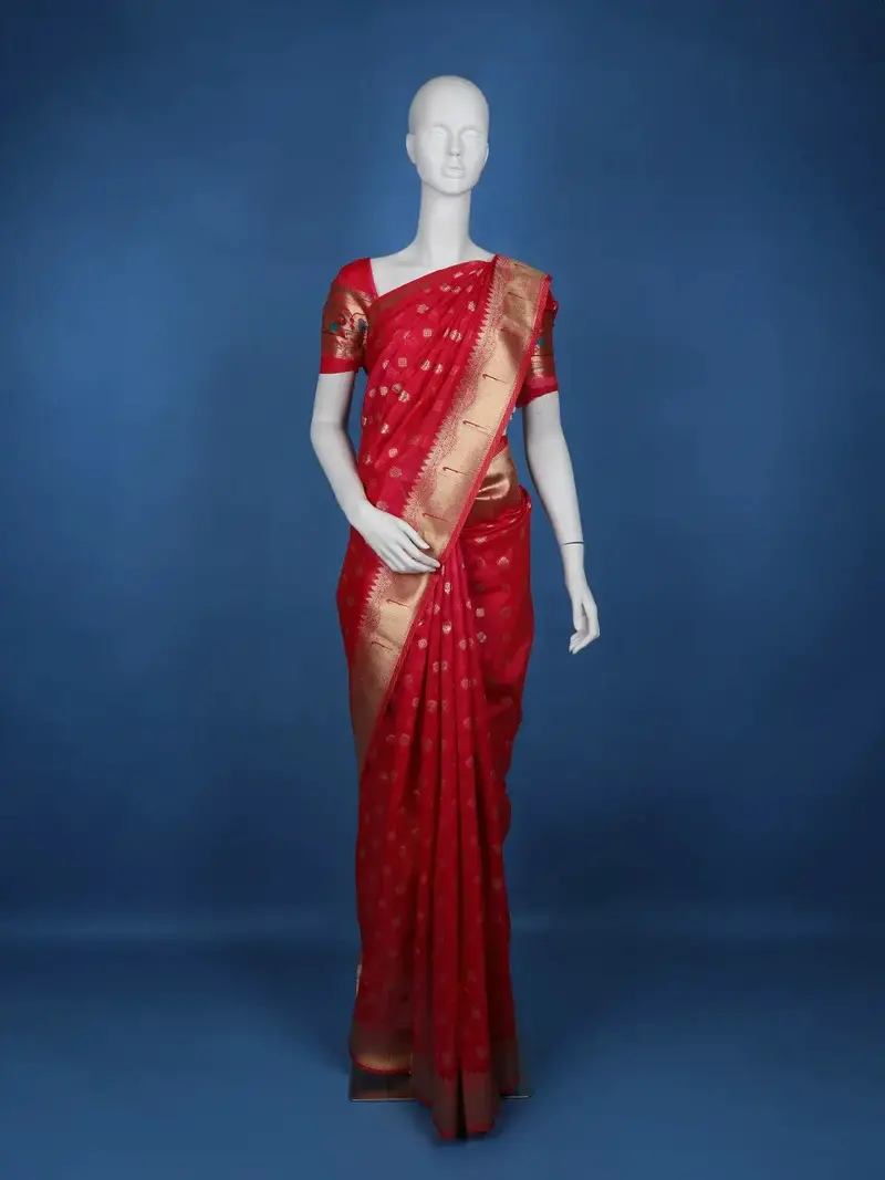 Pink Floral Designed Soft Silk Saree 1