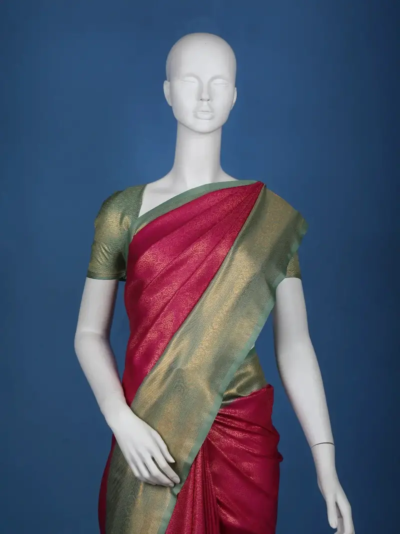 Pink Floral Designed Soft Silk Saree 2