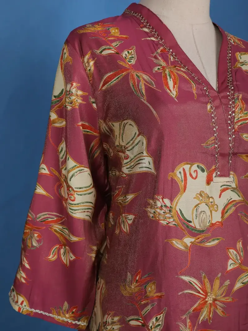 Pink Floral Designed Tissue Silk Salwar Suit 2