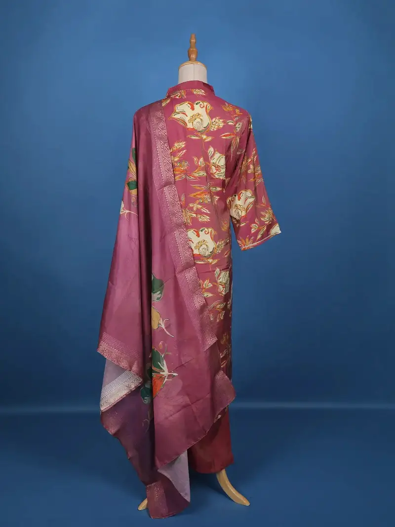Pink Floral Designed Tissue Silk Salwar Suit 4