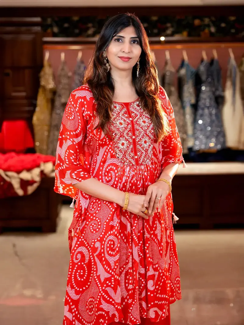 Pink Floral Printed Kaftan-Style Crepe Salwar Suit 3
