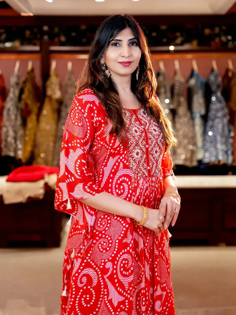Pink Floral Printed Kaftan-Style Crepe Salwar Suit 4