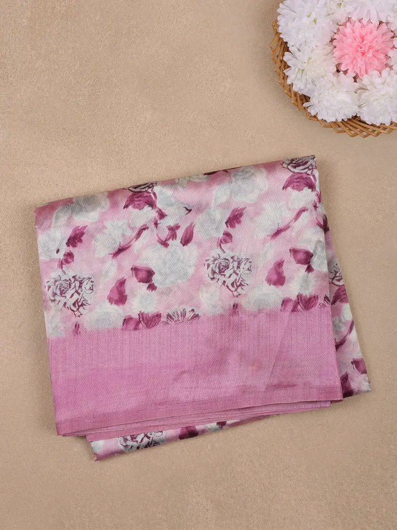Pink Floral Prints Fancy Georgette Saree 1