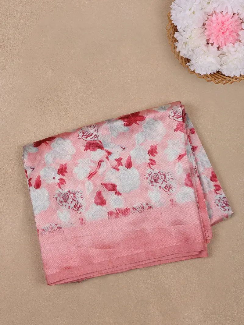 Pink Floral Prints Fancy Georgette Saree 1