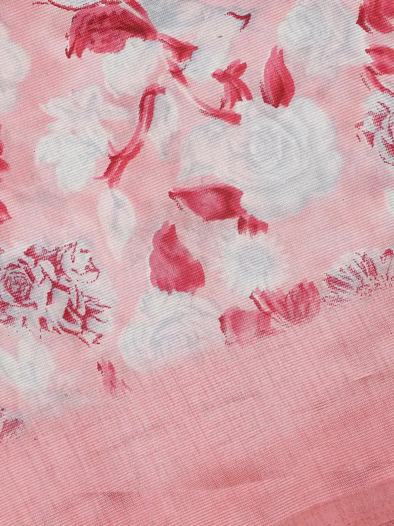 Pink Floral Prints Fancy Georgette Saree 2
