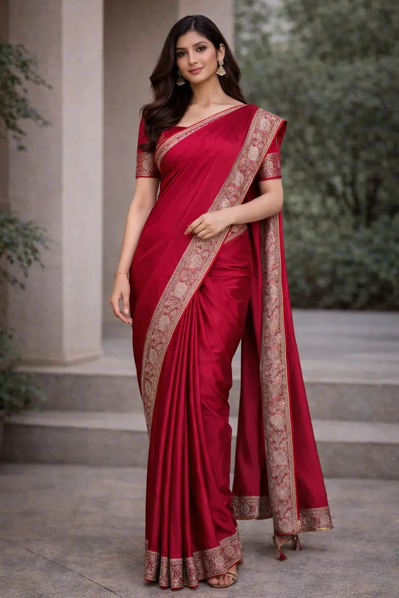 Pink Floral Weave And Stone Work Banarasi Silk Saree 1