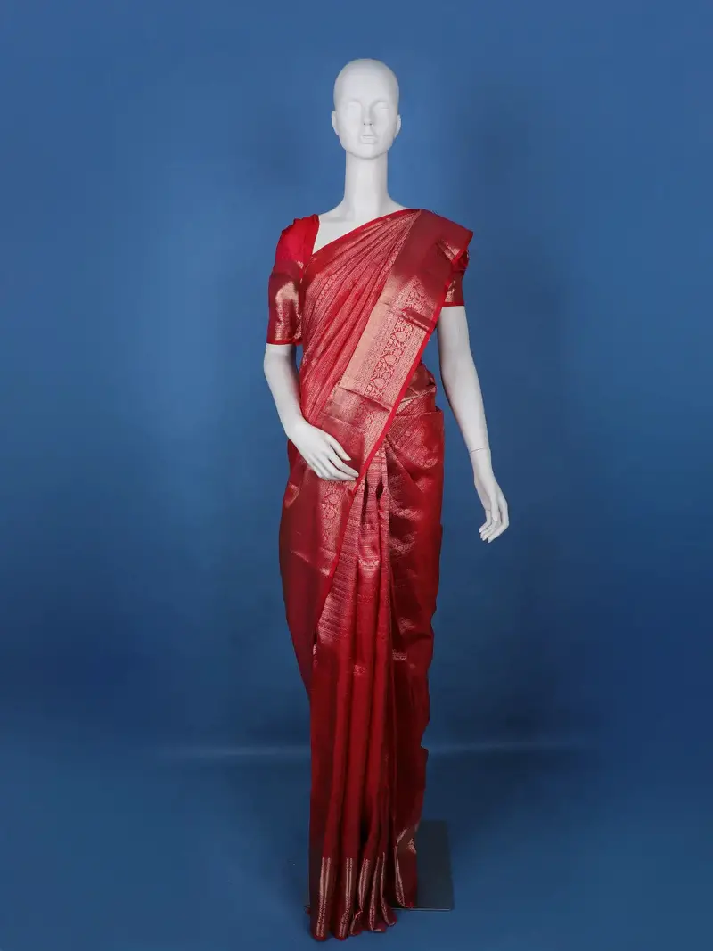 Pink Floral Woven Pure Kanchipuram Silk Saree 1