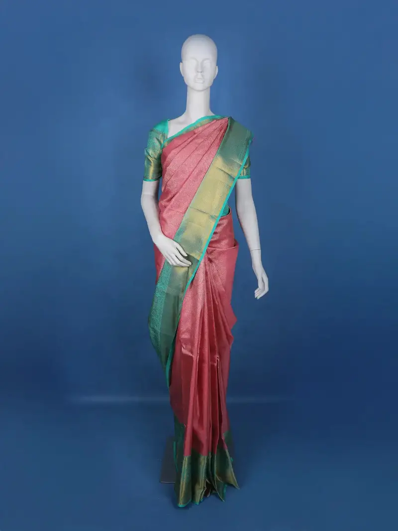 Pink Floral Woven Pure Kanchipuram Silk Saree 1