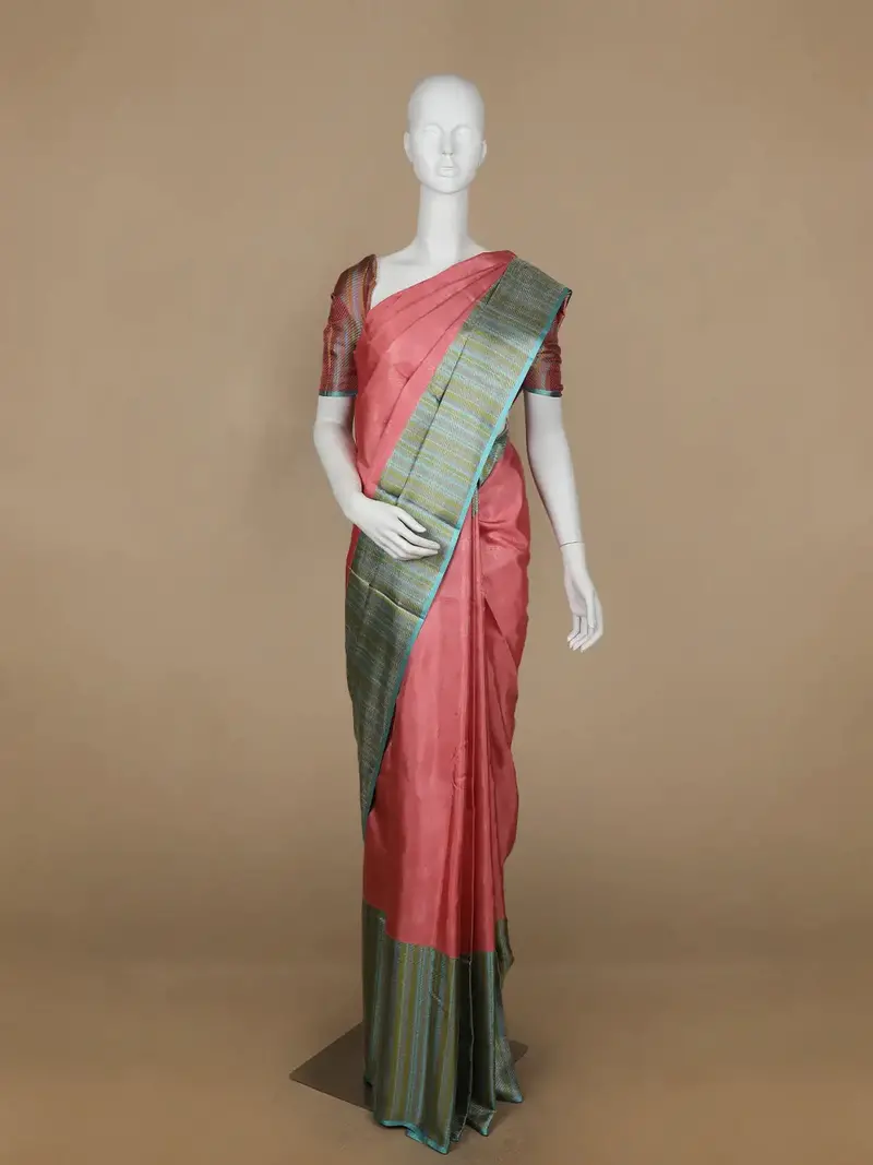 Pink Floral Woven Pure Kanchipuram Silk Saree 1