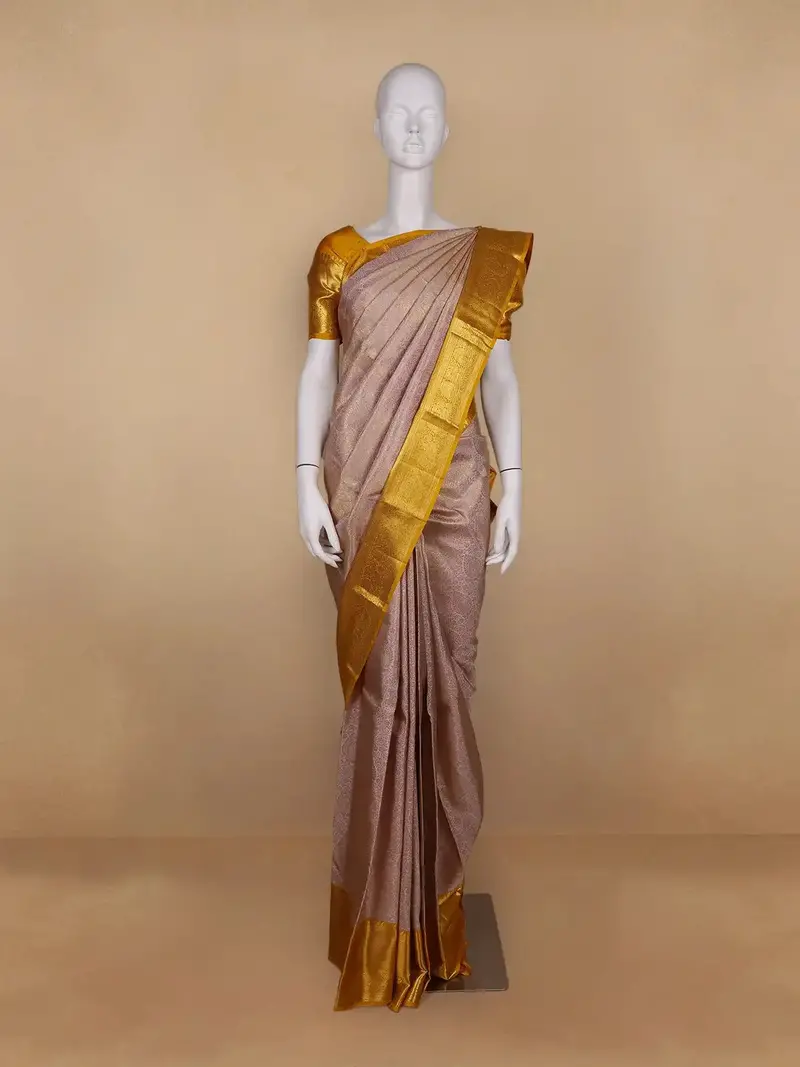 Pink Floral Woven Pure Kanchipuram Silk Saree 1