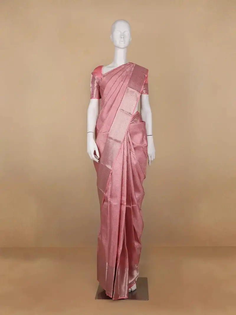 Pink Floral Woven Pure Kanchipuram Silk Saree 1