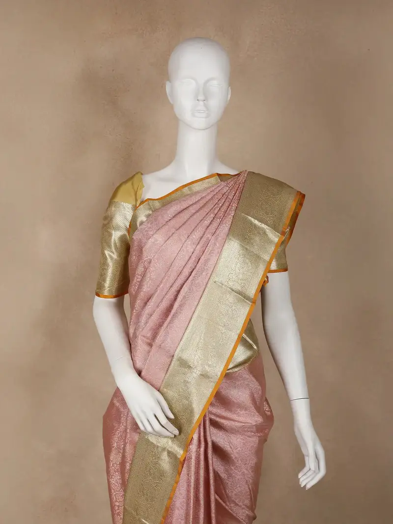 Pink Floral Woven Pure Kanchipuram Silk Saree 2