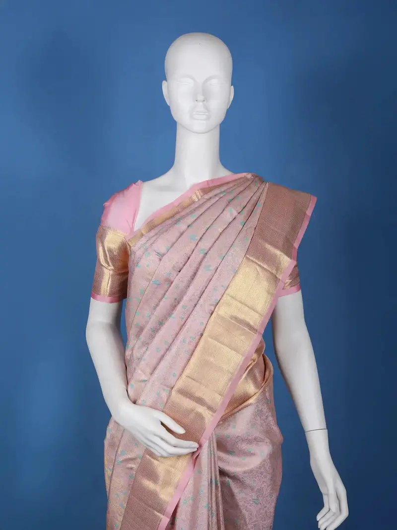 Pink Floral Woven Pure Kanchipuram Silk Saree 2