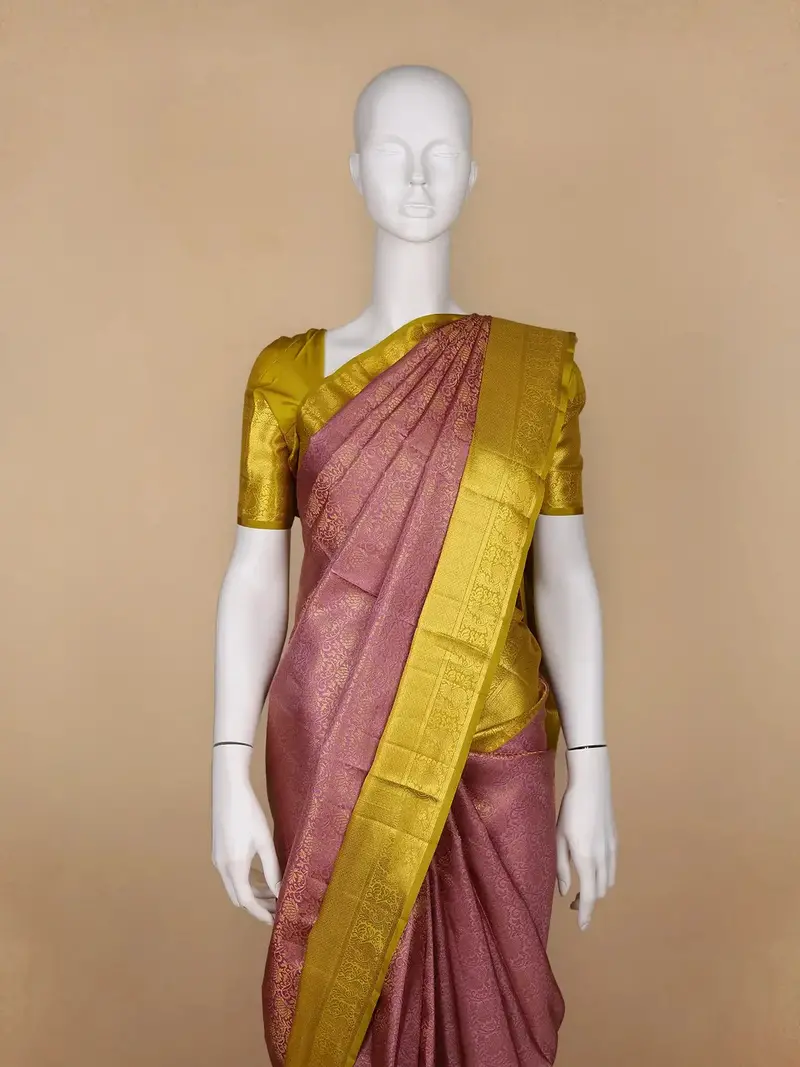 Pink Floral Woven Pure Kanchipuram Silk Saree 2