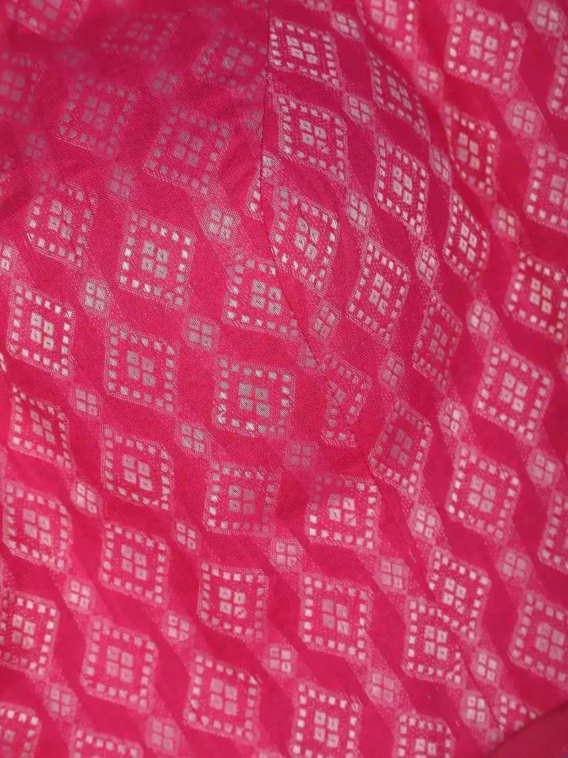 Pink Geometric Design Banarasi Silk Readymade Blouse 2