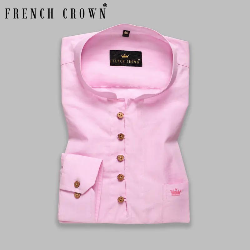 Pink Kurta Style Premium Cotton Shirt 1