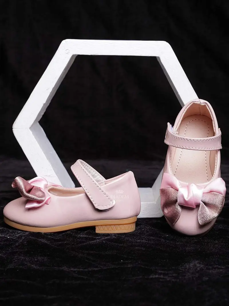 Pink Matte Ballerinas With Attached Bow For Girls 2