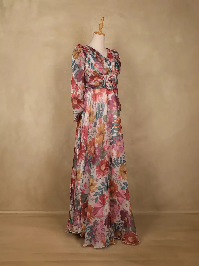 Pink Organza Party Wear Gowns For Mother & Daughter 6