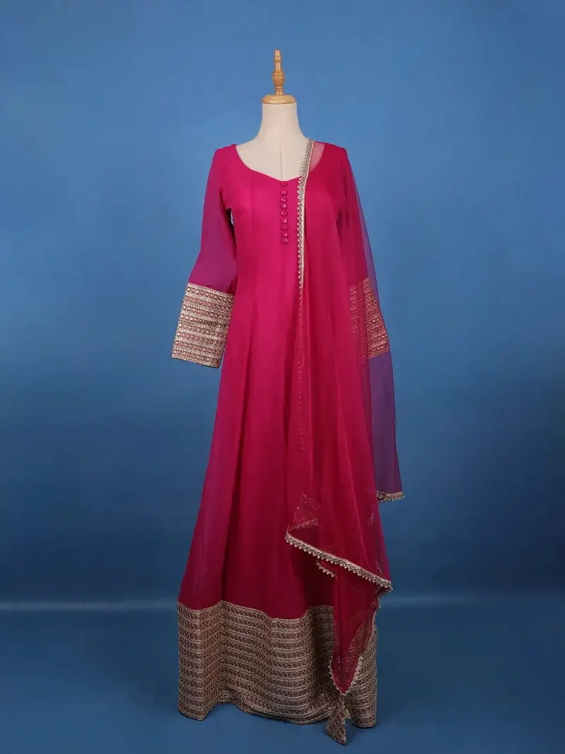 Pink Panel Designed Anarkali Georgette Gown 1