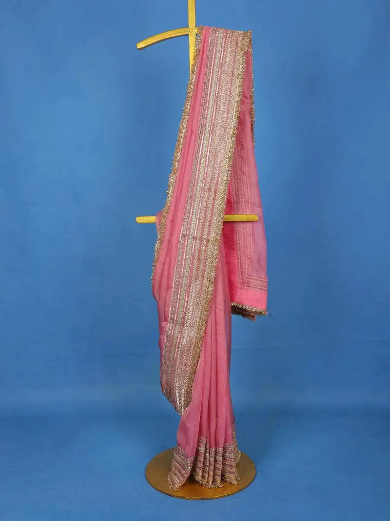 Pink Party Wear Tissue Saree 1