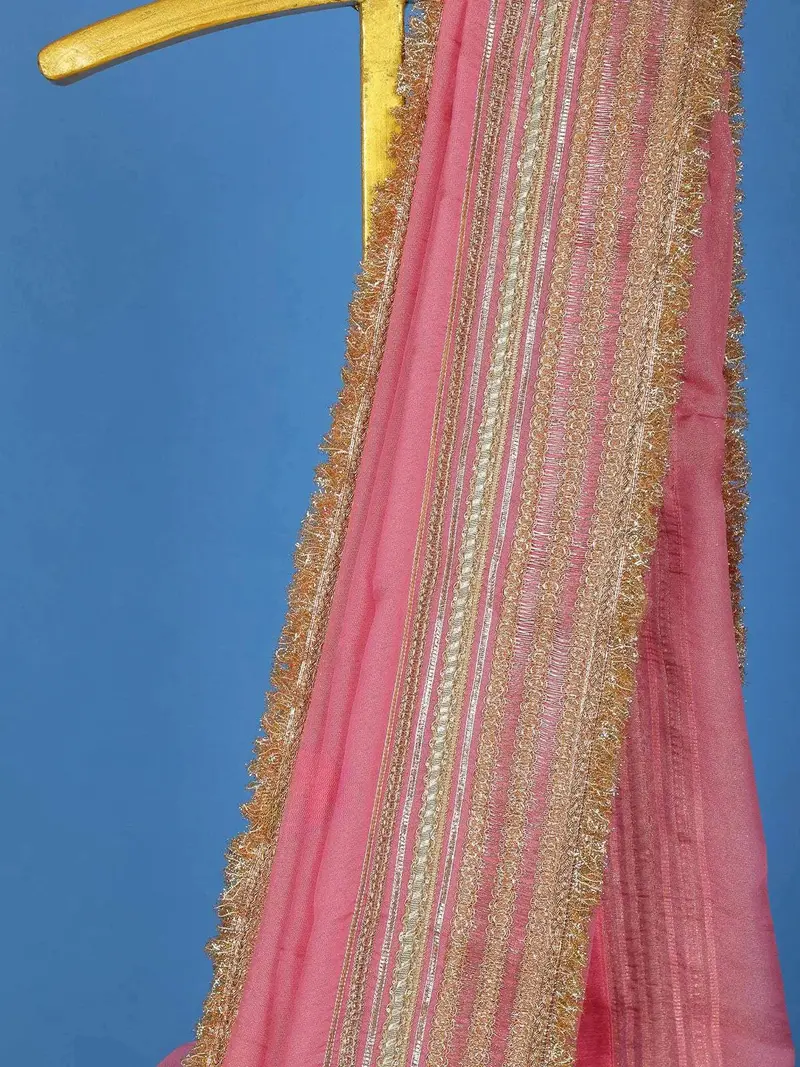 Pink Party Wear Tissue Saree 2