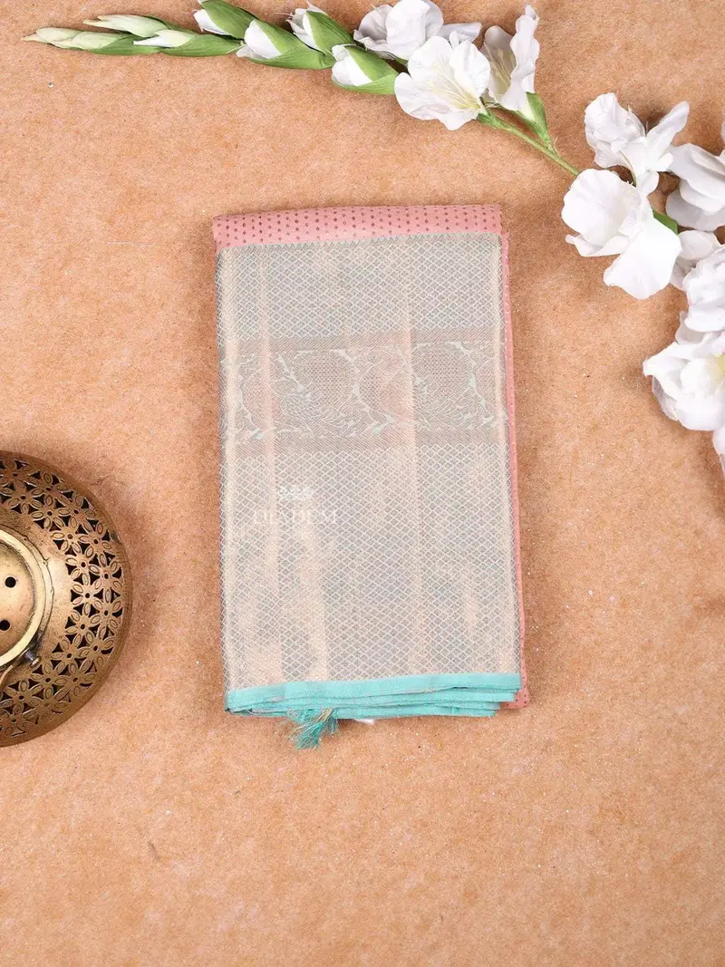 Pink Pure Kanchipuram Bridal Silk Saree With Dot Motifs On The Body With Zari Border 1