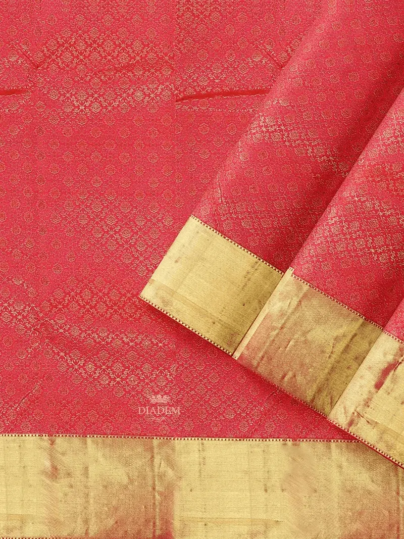 Pink Pure Kanchipuram Bridal Silk Saree With Zari Brocade On The Body And Dense Zari Border 2