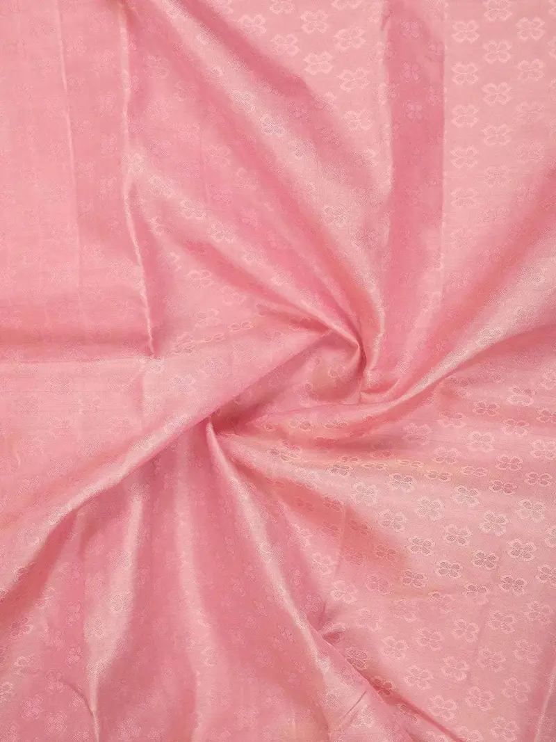 Pink Pure Kanchipuram Silk Saree With Flower Designs On The Body With Designed Zari Border 2