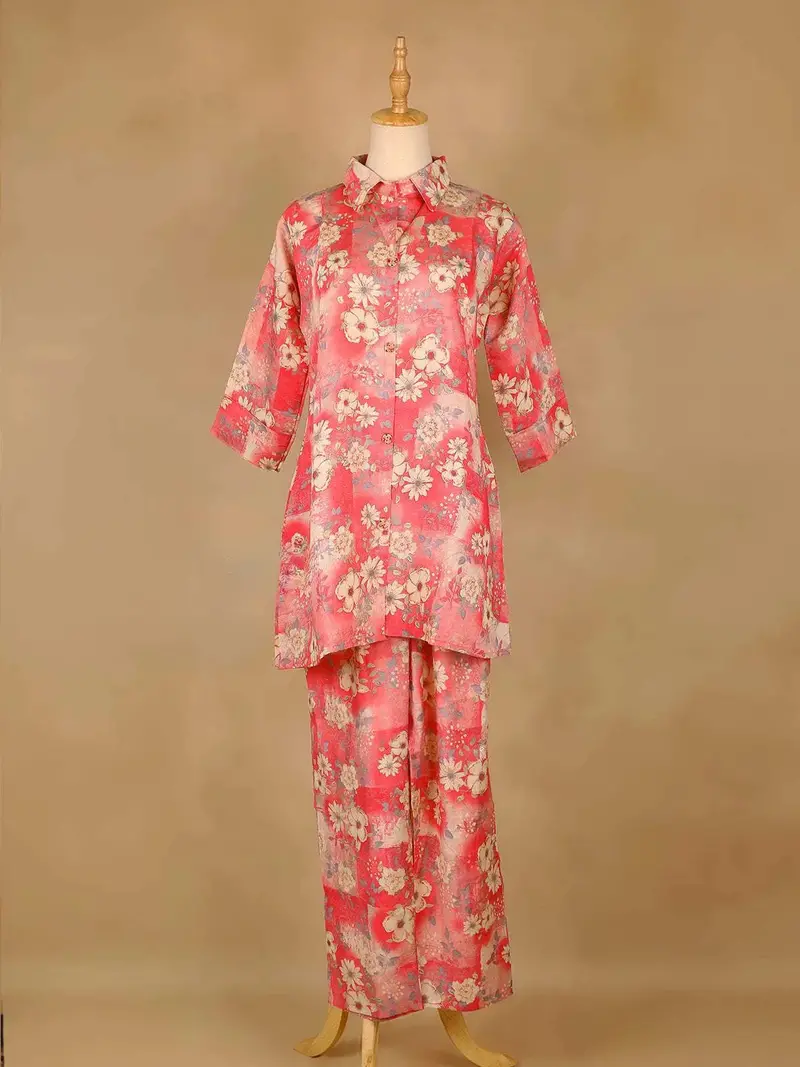 Pink Salwar Suit With Floral Prints And 3/4 Sleeve 1