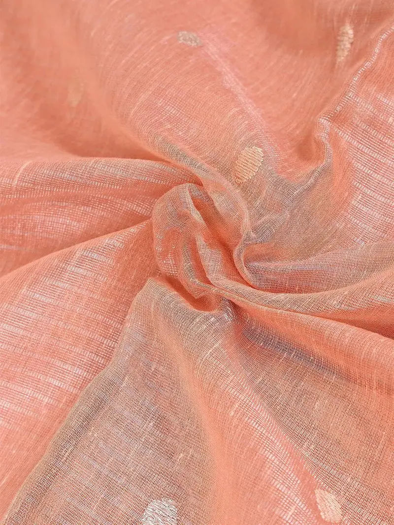 Pink Semi Banarasi Saree With Floral Design On The Body With Zari Border 2