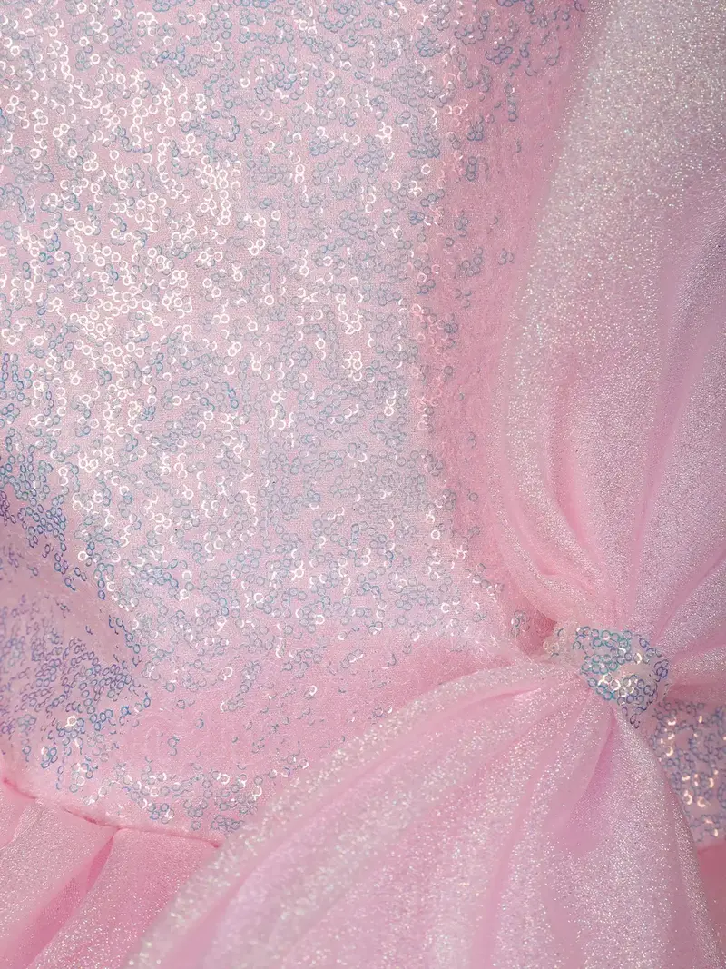 Pink Sequin Embellished Party Wear Organza Frock With Oversized Bow 3