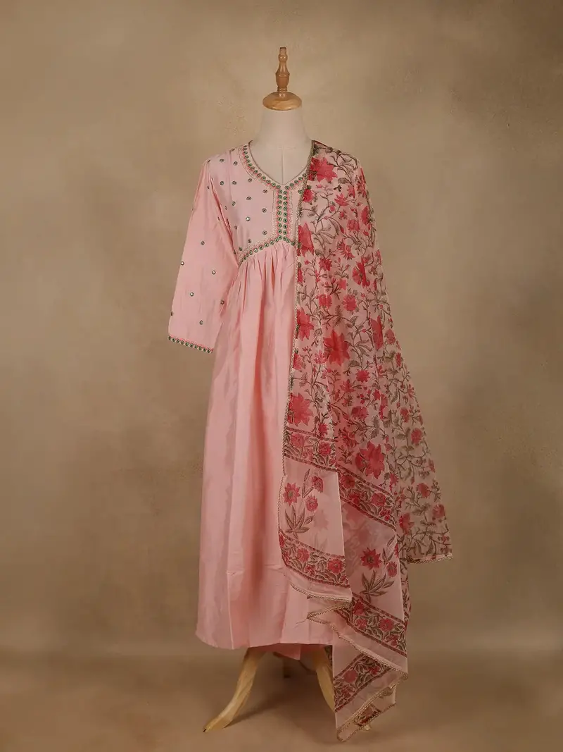 Pink Sequins Embroidery Cotton Salwar Suit 1