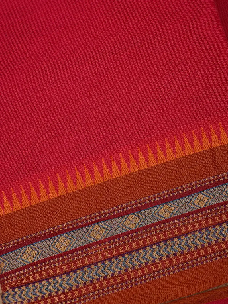 Pink Solid Cotton Fancy Saree 2