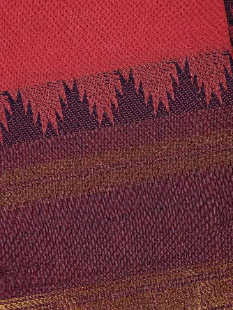 Pink Solid Design Cotton Saree With Zari Border 2
