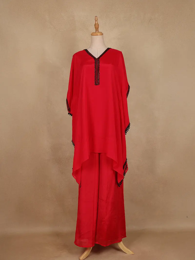 Pink Solid Design Georgette Kaftan Suit 1