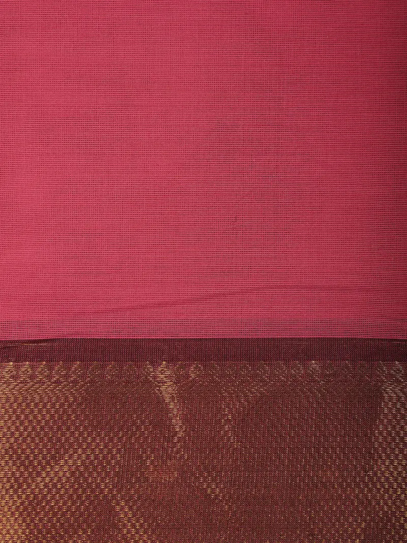 Pink Solid Design Pure Cotton Saree 2