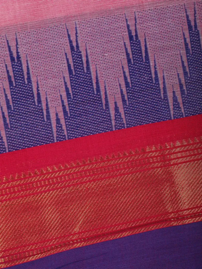 Pink Solid Designed Cotton Saree 2