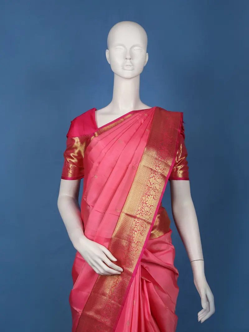 Pink Solid Woven Design Pure Kanchipuram Silk Saree 2