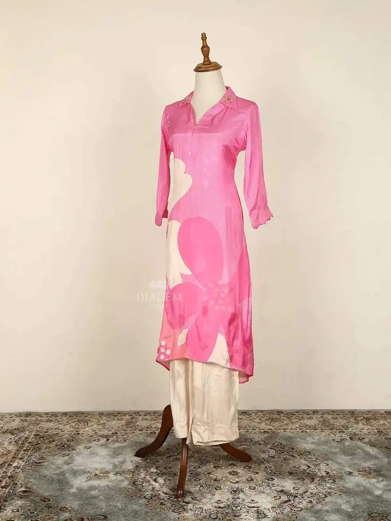 Pink Straight Cut Salwar Suit Adorned With Floral Prints 3