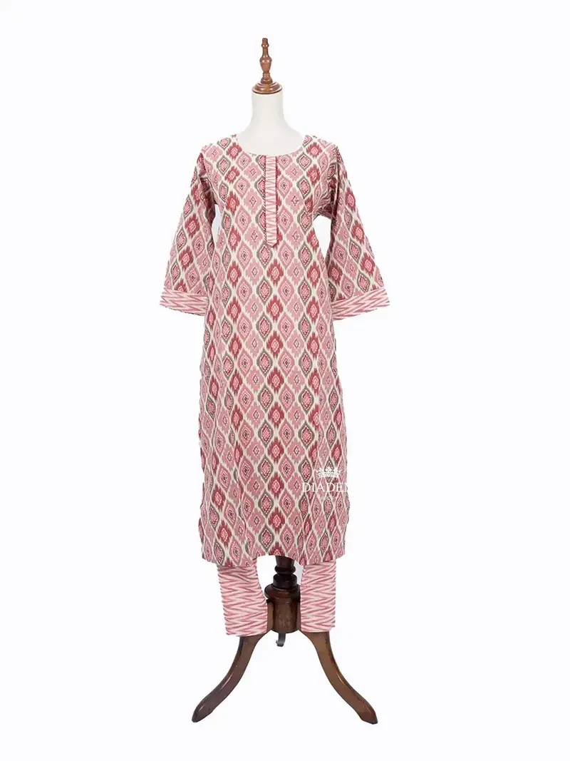 Pink Straight Cut Salwar Suit For Girls Adorned With Ogee Prints 1