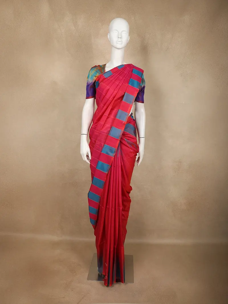 Pink Stripes Design Soft Silk Saree 1