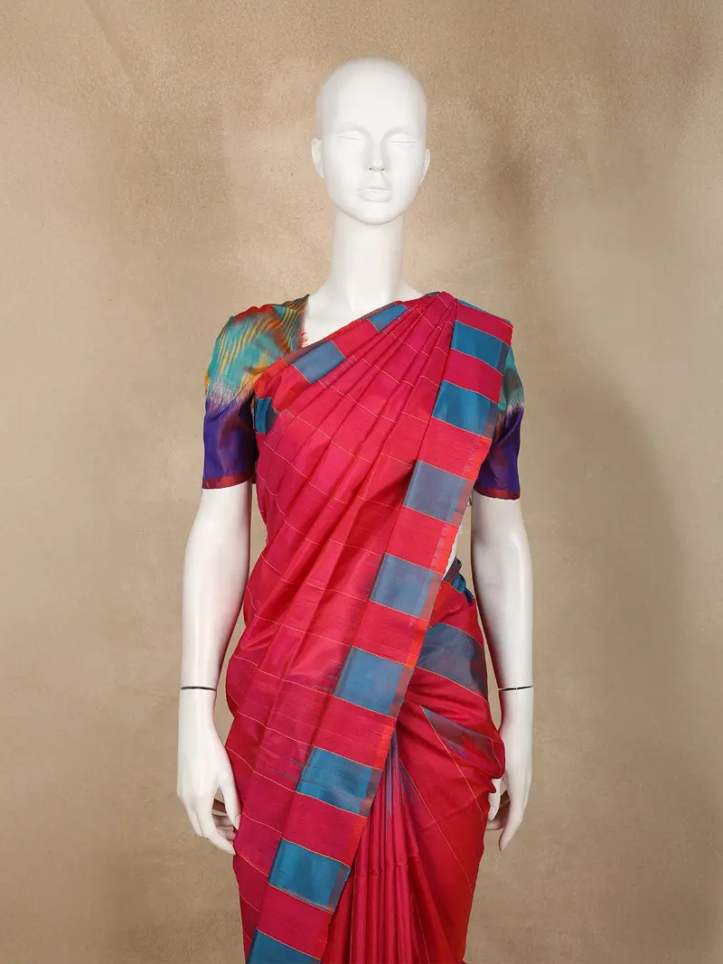 Pink Stripes Design Soft Silk Saree 2