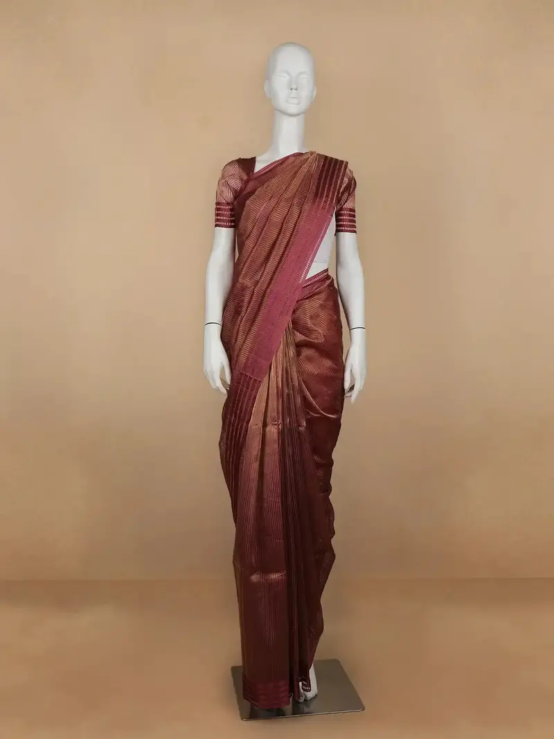 Pink Stripes Designed Organza Designer Saree 1